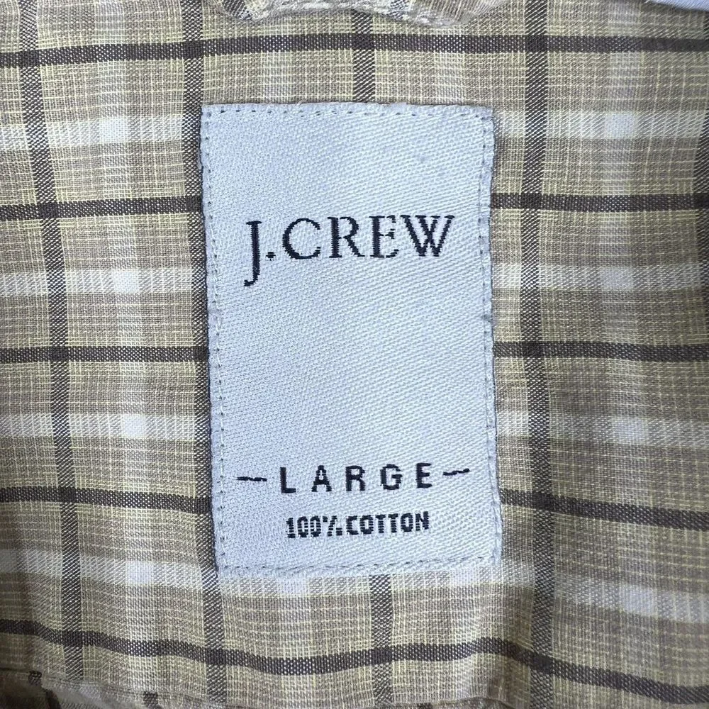 J Crew Shirt Mens Large L Yellow‎ Check Button Up Long Sleeve Casual Pure Cotton
